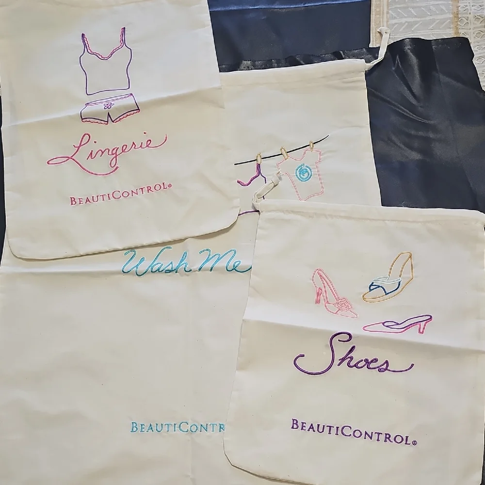 BeautiControl Embroidered Bag Collection - Cream and Multicolor
